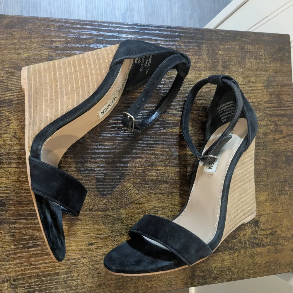 Black Wedge Sandals